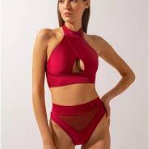 Shark pole dark red mesh bottoms